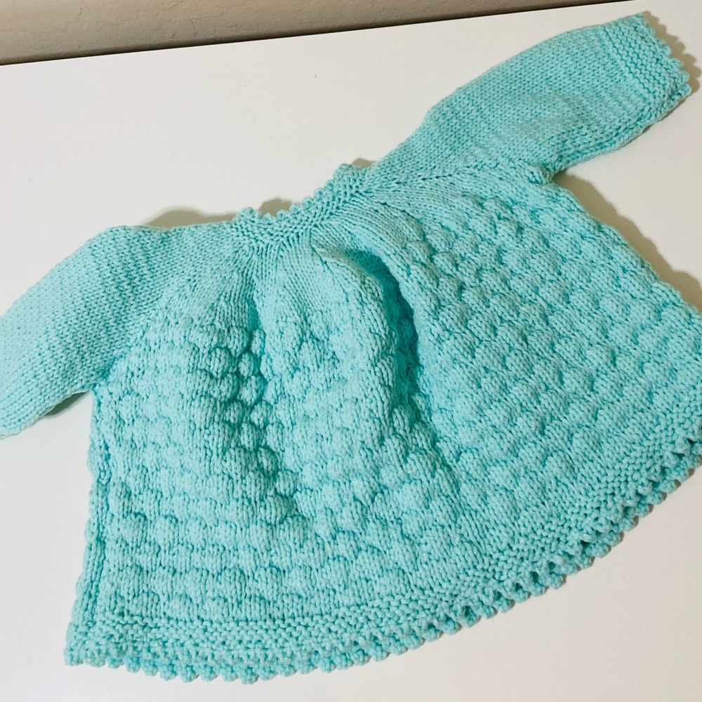 SOLD Craft Fair - Hand knit baby gown mint green - Picture 3 of 4